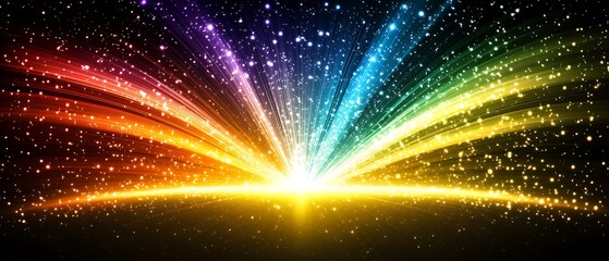 Canvas Print - Rainbow light burst, dark space, sparkle, design