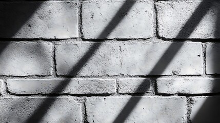 Sticker - White Brick Wall With Diagonal Shadow Patterns