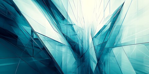 Wall Mural - Teal Glass Cityscape Abstract Background