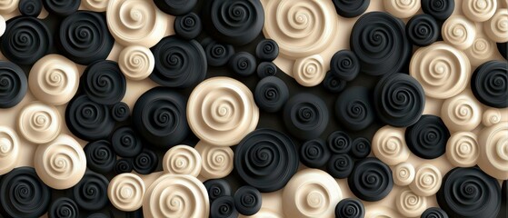 Poster - seamless black and white floral pattern featuring roses for background and textile design
