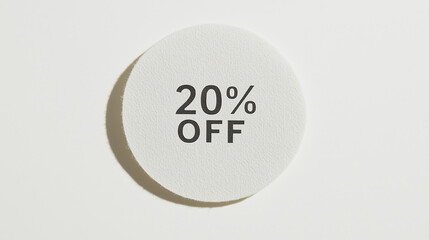 Wall Mural - 20% Off Sale Circle: A minimalist design featuring a simple, round tag with 