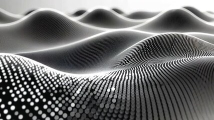 Poster - Abstract Data Landscape: A mesmerizing abstract image showcasing a grayscale landscape formed by undulating waves of dots.