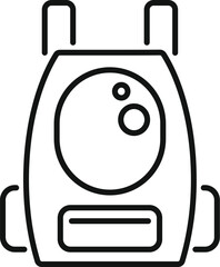 Poster - minimalist vector illustration of a modern rucksack, featuring a large circular pocket and side buck