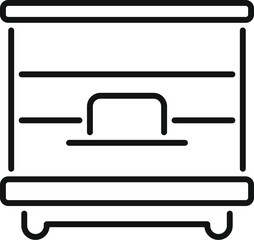 Poster - simple black and white icon of a store showcase with shelves and drawer for displaying products