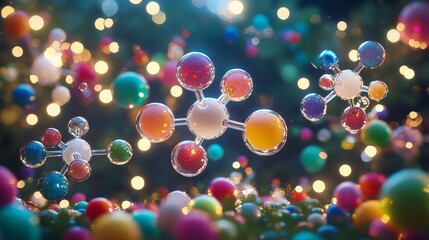 Poster - Abstract Representation of Enzymes and Catalysis in Colorful Molecular Structure