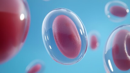 Poster - Vibrant Abstract Visuals of Cell Membranes in a Blue Background