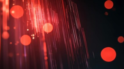 Poster - Radiant red light streaks and bokeh transition across dark background