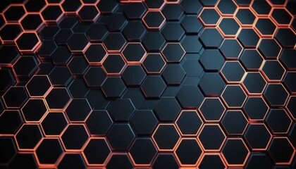 Poster - Futuristic digital hexagon abstract background with a geometric pattern, glowing edges, and a high-tech aesthetic, ideal for technology themes