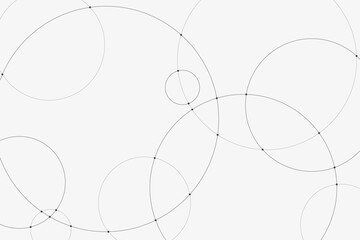 Fototapete - Abstract black circles are connected with nodes. Circular pattern with geometric lines and dots. Vector illustration of network technology and connection concept on a white background
