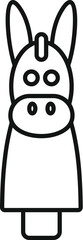 Poster - Simple line art drawing of a donkey finger puppet toy, evoking nostalgia and playful entertainment