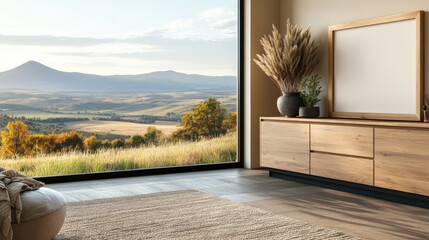 Poster - Large window with natural light illuminating a bright interior space in a modern architectural design