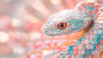 Poster - Colorful and Vibrant Snake Scales with Artistic Background in Soft Focus for Nature and Wildlife Photography