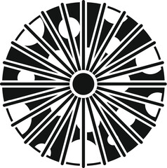 Poster - ferris wheel rotating at amusement park, simple black glyph icon representing funfair attractions