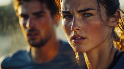 Poster - Portrait of a person with another individual in the background, capturing a moment in their life