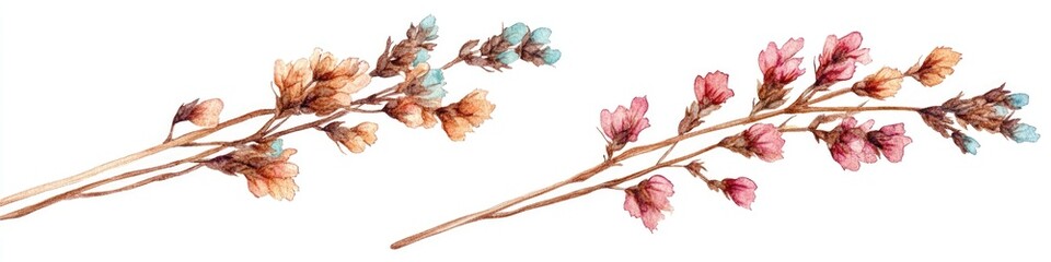 Poster - A pair of flowers growing on a tree branch