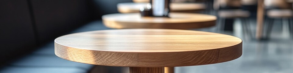 Poster - A row of wooden stools sit next to each other, awaiting use