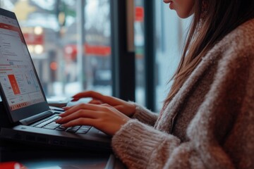  - A person sitting at a desk with a laptop, great for digital work or education concept