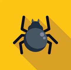 Poster - dark spider with long legs crawling on a vibrant yellow background, creating a striking contrast in 