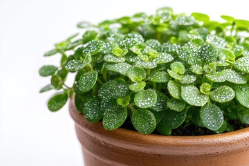 Poster - A close-up of a potted plant with water droplets on its leaves