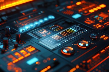 Poster - A close-up view of a control panel in a room