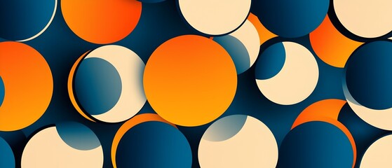 Wall Mural - a blue and orange background with many circles