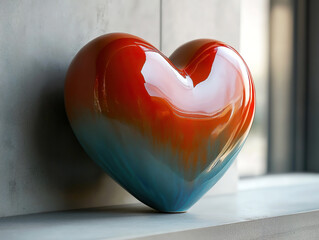 Modern shelf showcasing a beautiful ceramic heart sculpture