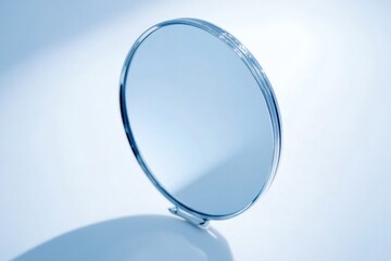Poster - A close-up shot of a mirror placed on a table, with a simple and elegant design