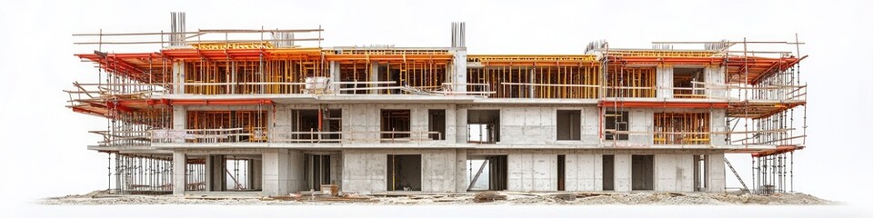 Aufkleber - Construction site with scaffolding on top of a large building, suitable for commercial or urban use