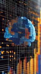 Poster - Exploring digital intelligence abstract brain visualization technology graphic art futuristic environment close-up perspective