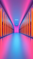 Poster - Futuristic data center environment tech hub digital infrastructure neon lighting modern design virtual reality