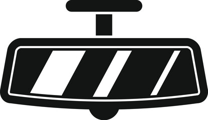 Poster - minimalist icon of a car rearview mirror reflecting parallel light stripes, suggesting movement or a