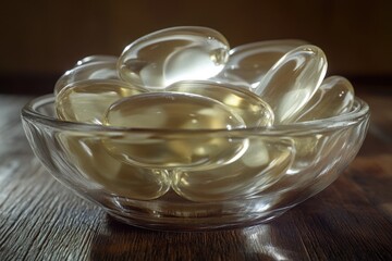 Poster - A close-up view of a glass bowl filled with a large quantity of white liquid