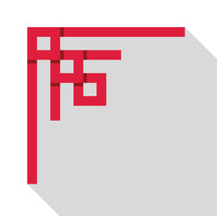 Poster - traditional chinese style corner frame in red color with long shadow, ideal for adding an asian touc
