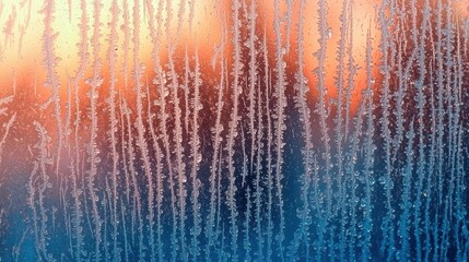 Poster - frost patterns forming on window glass at sunrise nature cold environment close-up aesthetic beauty