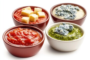 Aufkleber - Three bowls with different types of sauces for dining or cooking