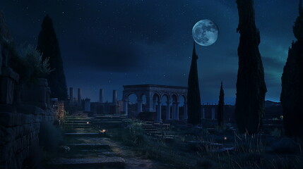 Wall Mural - At night Under the night sky Volubilis transforms _008