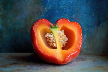 Poster - A sliced red pepper on a table, ready for use