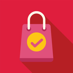 Poster - shopping bag icon with check mark symbolizing successful online order or purchase confirmation, prom