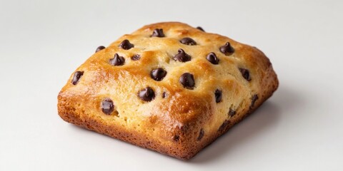Poster - A single chocolate chip cookie on a white surface
