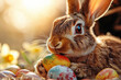 © VaCity - Easter Bunny with Colorful Eggs in Sunlight