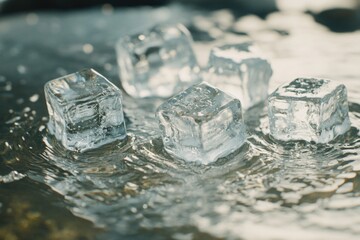Poster - A collection of ice cubes arranged on a table