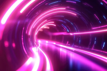 Poster - A dark tunnel illuminated by neon lights, perfect for nightlife or cityscape scenes