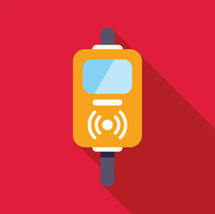 Poster - electronic validator machine accepting contactless payment using nfc technology on a red background