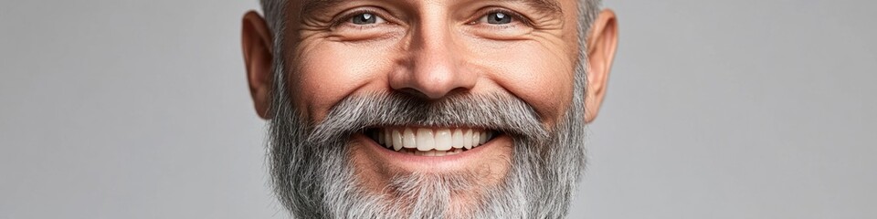 Poster - A close-up shot of a man with a long beard, providing a unique perspective on facial features and texture