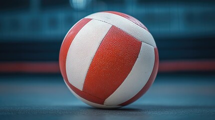 Aufkleber - A close-up shot of a red and white volleyball ball, ideal for sports or fitness related content
