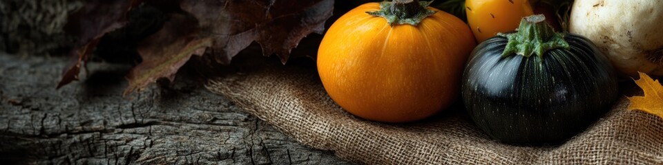 Aufkleber - A pair of pumpkins sitting on a table, perfect for fall or Halloween-themed images