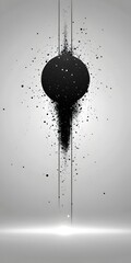 Poster - A striking abstract illustration featuring a central black sphere surrounded by dynamic splashes of gray and white, evoking a sense of depth and intrigue.