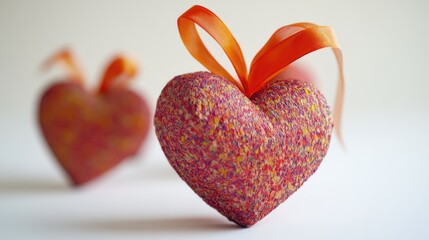Poster - A pair of entwined hearts sit on a table, symbolizing love and affection