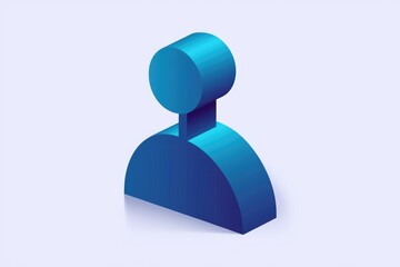 Poster - Isometric 3D blue user profile icon, representing a person or account.