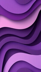 Wall Mural - Abstract Background With 3D Paper Cut Waves In Lilac, Minimalist Design, Monochromatic